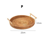 Bandeja Decorativa Redonda de Vime em Rattan Feita a Mão - Loja Sem Barreiras
