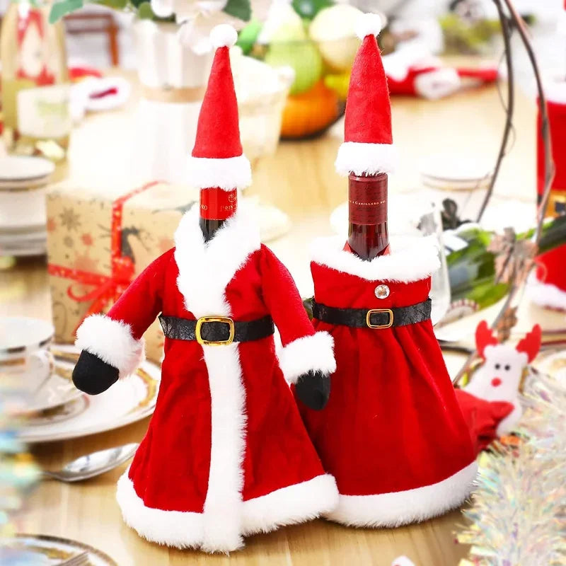Capa Veludo Para Garrafa de Vinho Capa Decoração de Natal - Loja Sem Barreiras