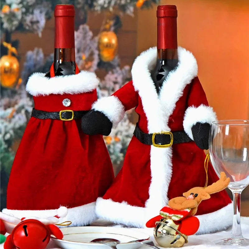 Capa Veludo Para Garrafa de Vinho Capa Decoração de Natal - Loja Sem Barreiras