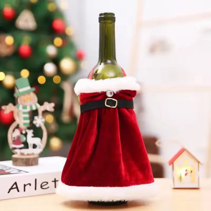Capa Veludo Para Garrafa de Vinho Capa Decoração de Natal - Loja Sem Barreiras