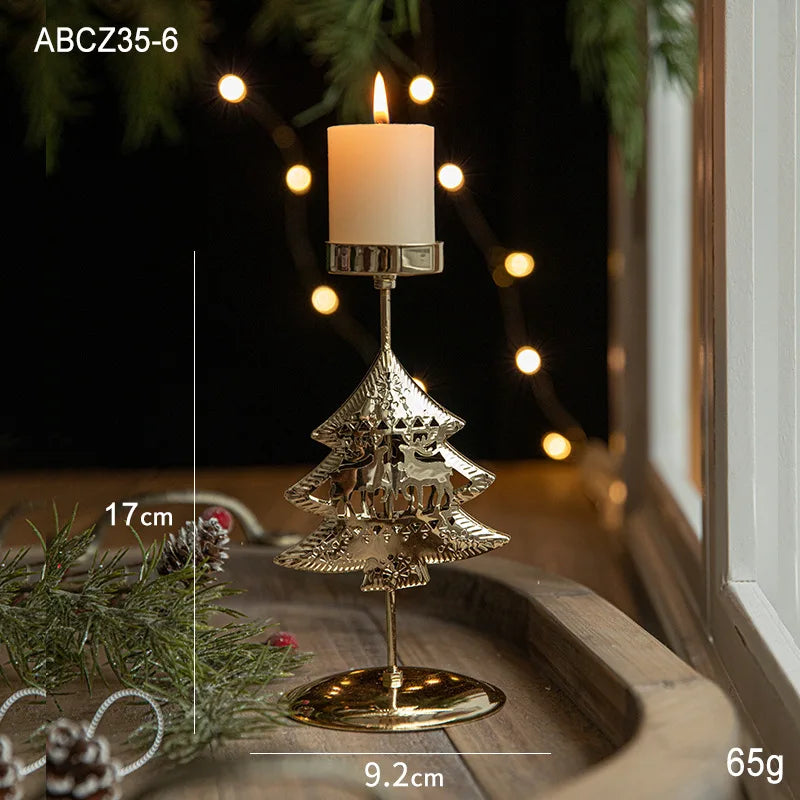 Castiçal de Vela em Ferro com Estrela e Rena Decoração de Natal - Loja Sem Barreiras