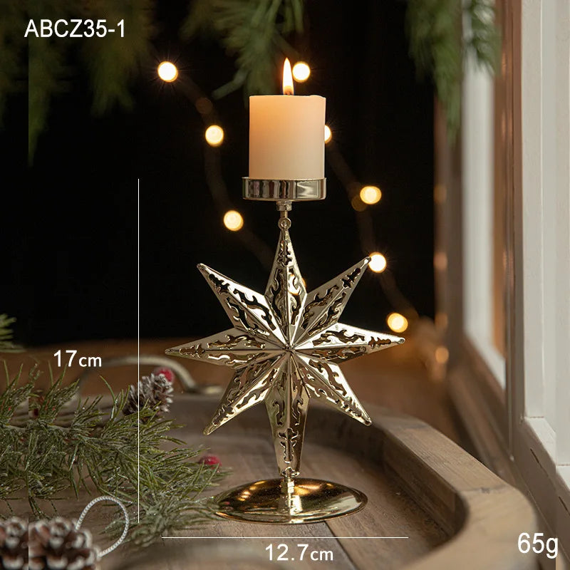 Castiçal de Vela em Ferro com Estrela e Rena Decoração de Natal - Loja Sem Barreiras