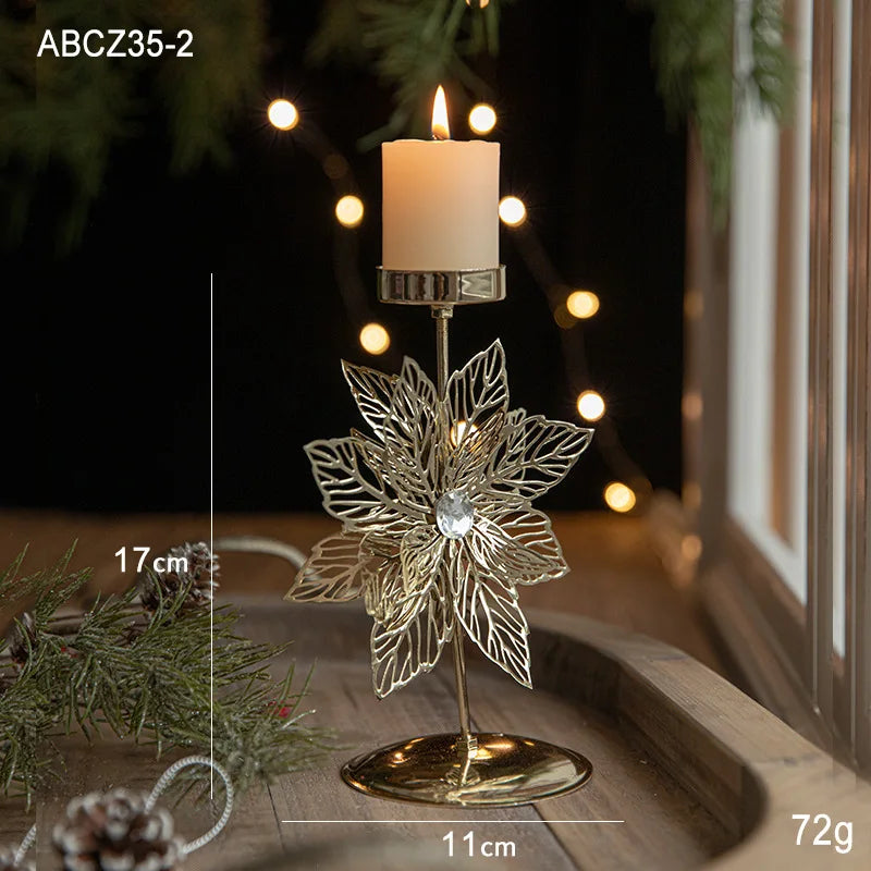 Castiçal de Vela em Ferro com Estrela e Rena Decoração de Natal - Loja Sem Barreiras