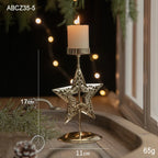 Castiçal de Vela em Ferro com Estrela e Rena Decoração de Natal - Loja Sem Barreiras