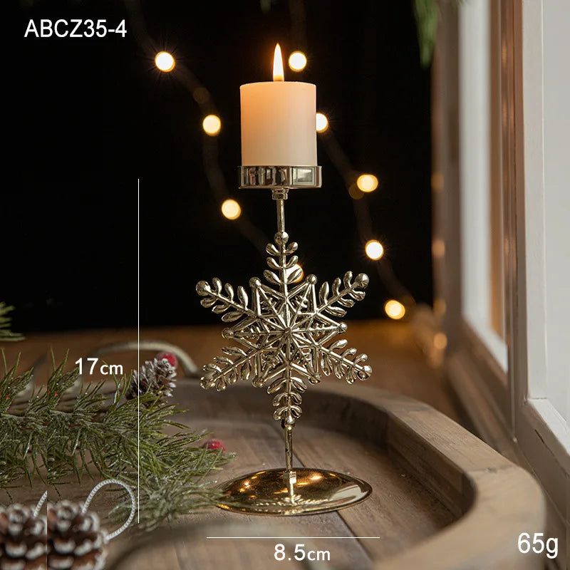 Castiçal de Vela em Ferro com Estrela e Rena Decoração de Natal - Loja Sem Barreiras