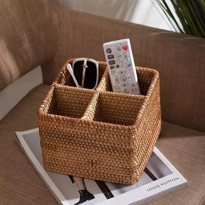 Cesta de Armazenamento de Vime em Rattan Feita a Mão - Loja Sem Barreiras