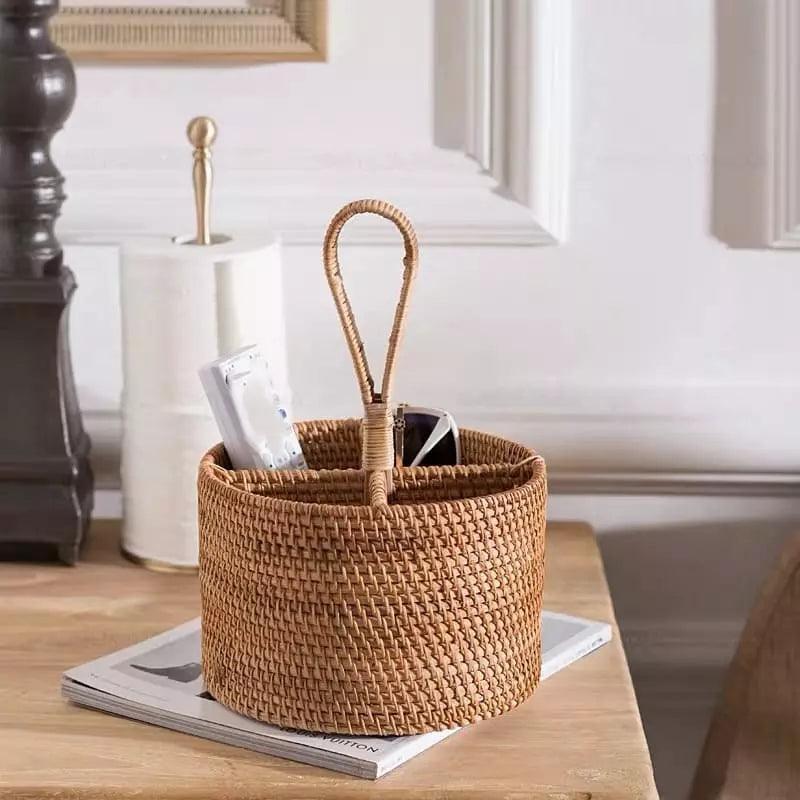 Cesta de Armazenamento de Vime em Rattan Feita a Mão - Loja Sem Barreiras