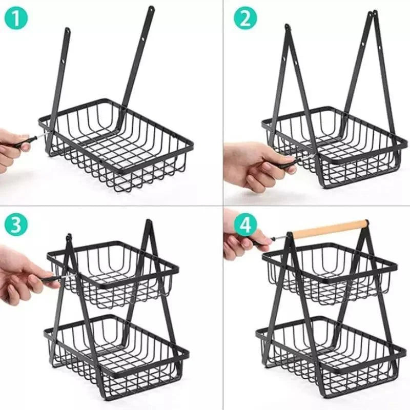 Cesta de Fruta 2 Andares Fruteira de Mesa - Loja Sem Barreiras