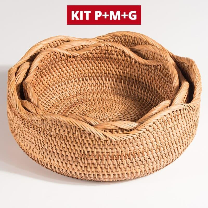Cesta de Vime em Rattan Feita a Mão - Loja Sem Barreiras