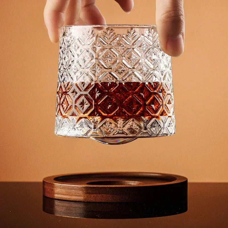 Copo de Whisky Cristal com Base Rotativo - Loja Sem Barreiras