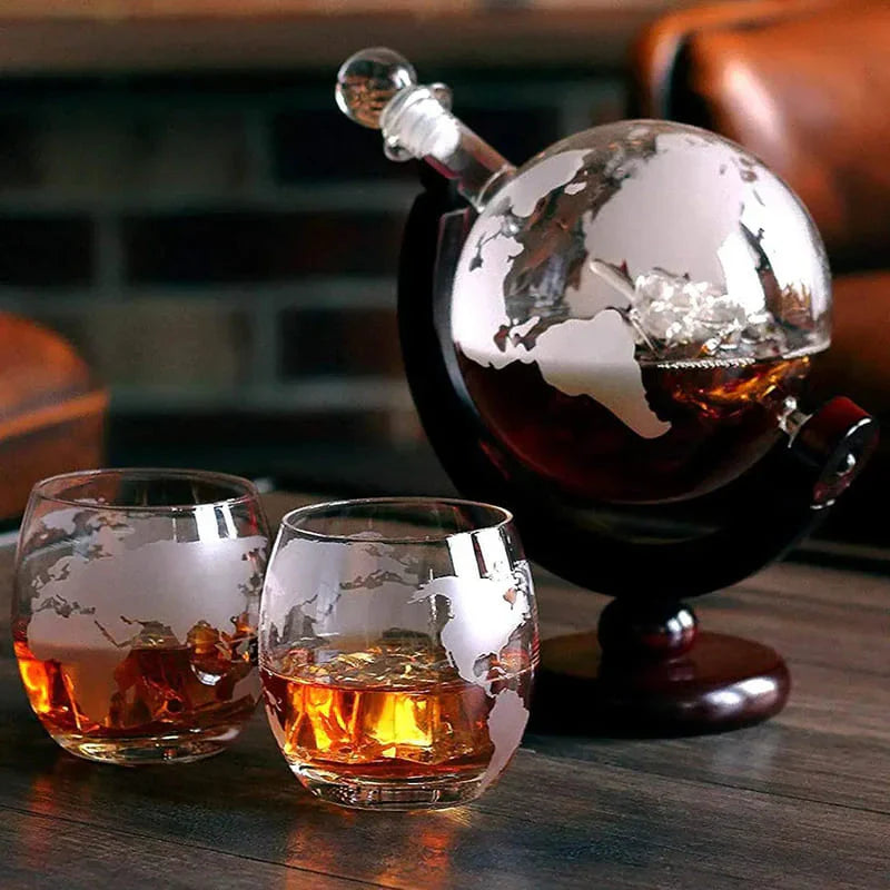 Decanter Whisky Globo Conjunto Recipiente de Vidro - Loja Sem Barreiras