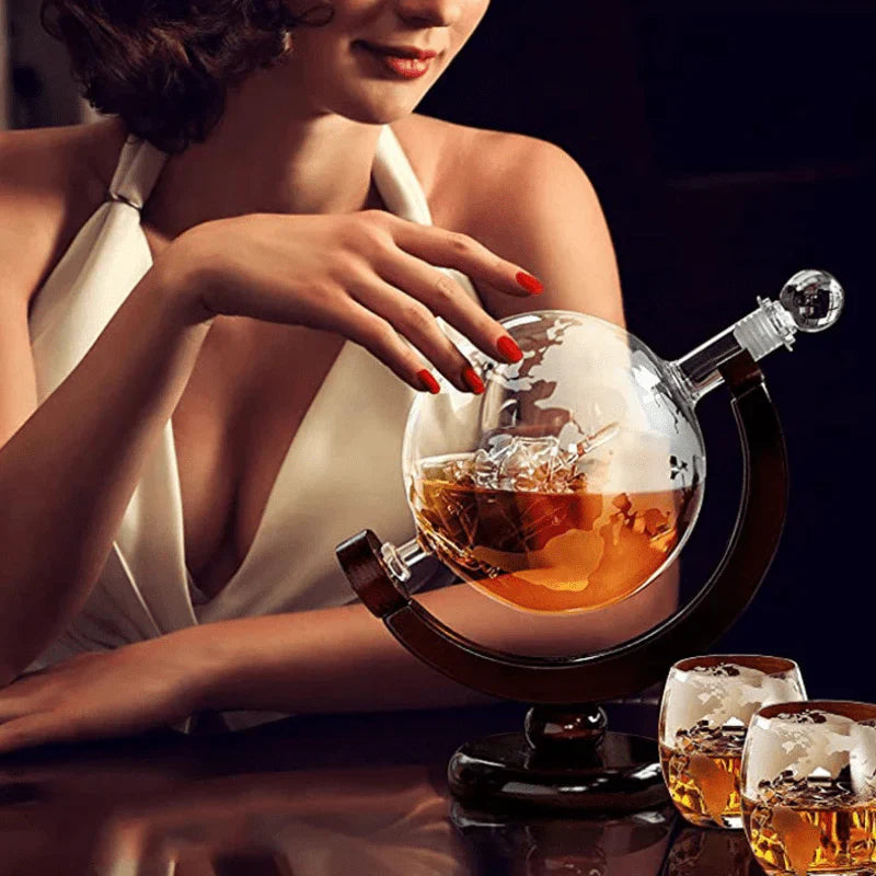 Decanter Whisky Globo Conjunto Recipiente de Vidro - Loja Sem Barreiras