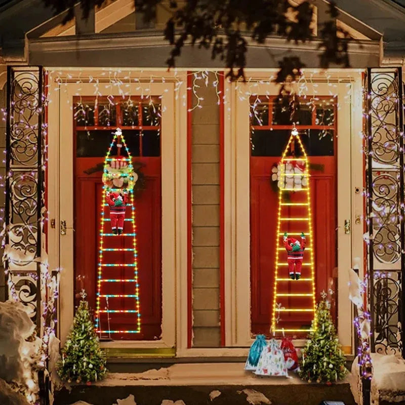 Decoração Natalina Papai Noel com Escada Iluminada em LED de 3m - Loja Sem Barreiras