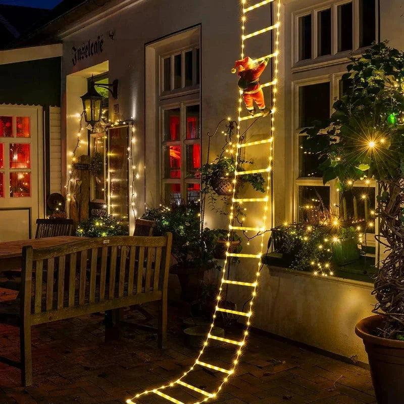 Decoração Natalina Papai Noel com Escada Iluminada em LED de 3m - Loja Sem Barreiras