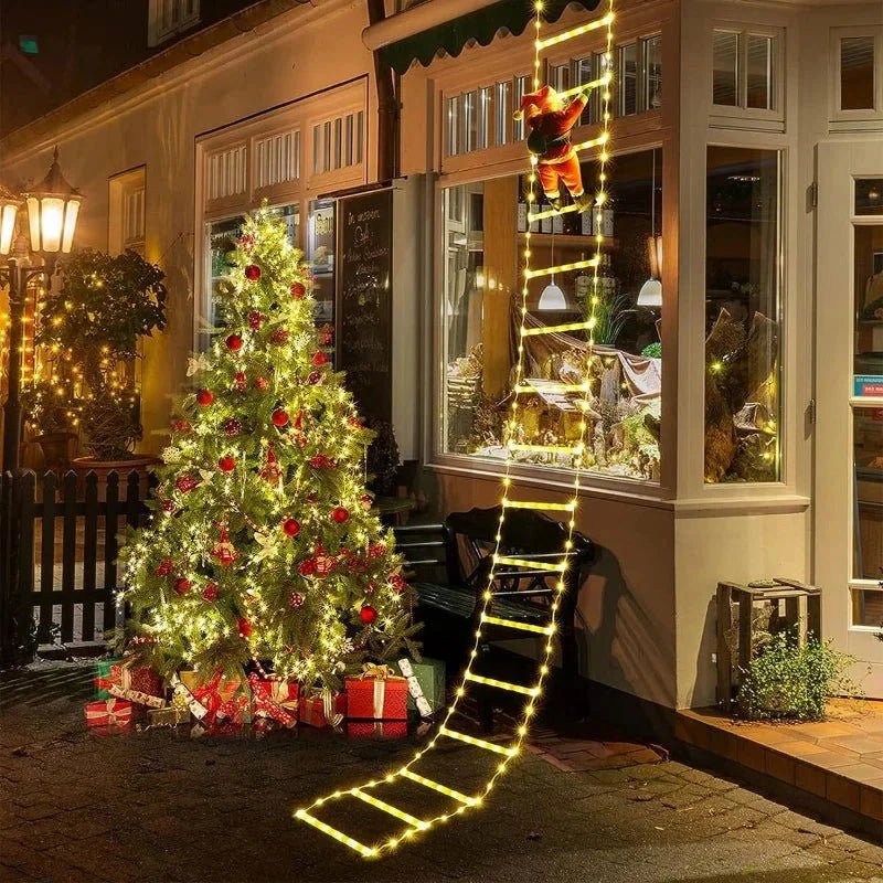 Decoração Natalina Papai Noel com Escada Iluminada em LED de 3m - Loja Sem Barreiras