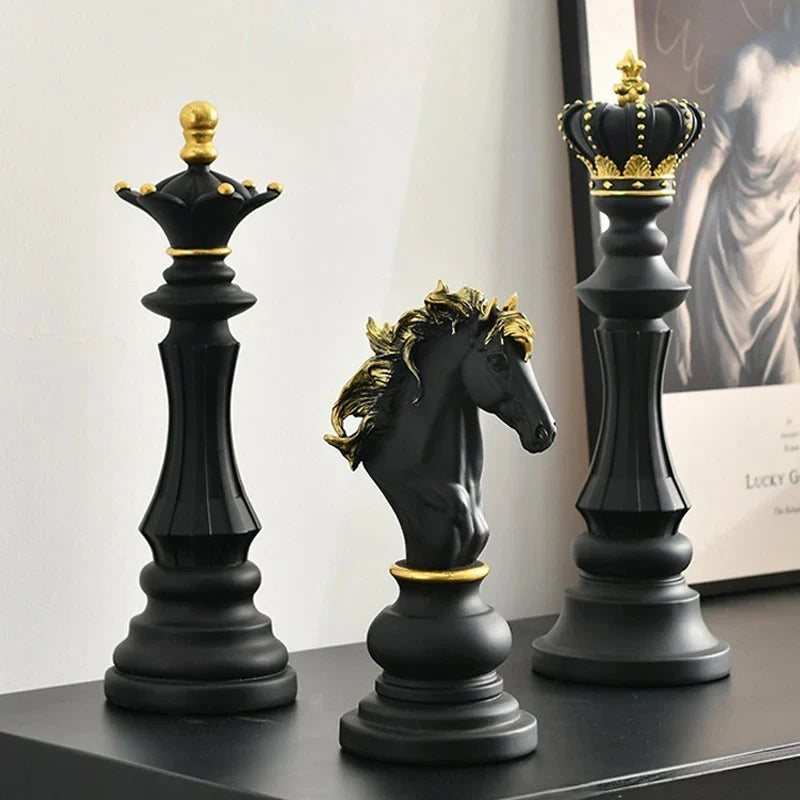 Decoração de Mesa Resina Estátua Peças de Xadrez - Loja Sem Barreiras