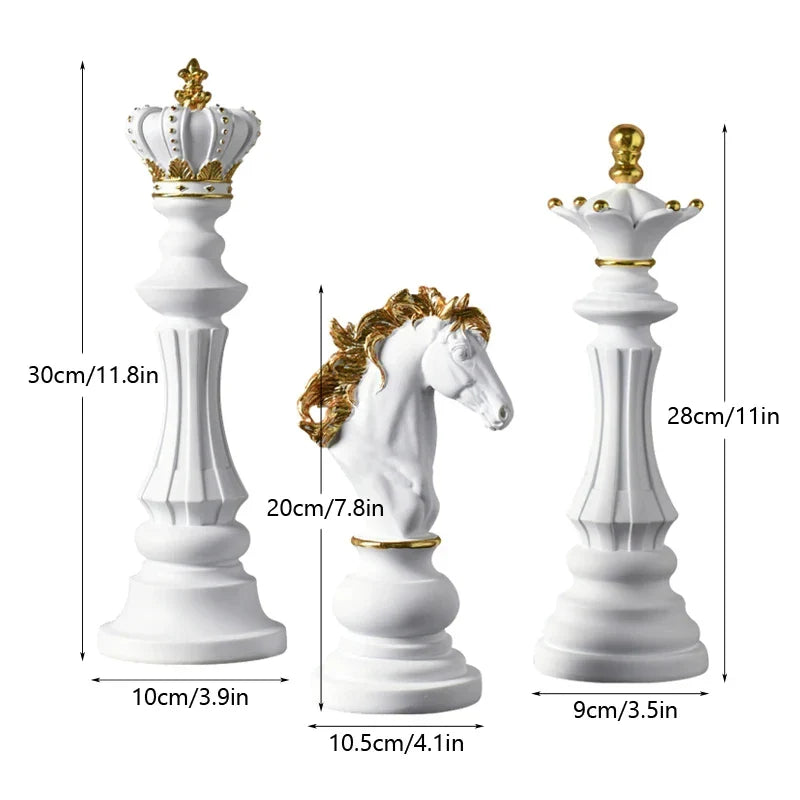 Decoração de Mesa Resina Estátua Peças de Xadrez - Loja Sem Barreiras