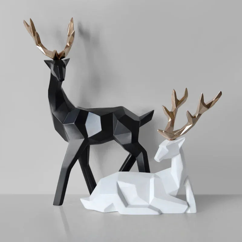 Decoração de Mesa de Resina Estátua Cervo 2 Peças - Loja Sem Barreiras