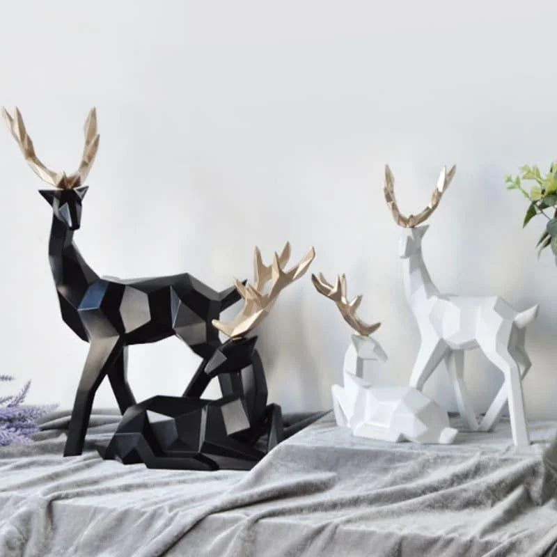 Decoração de Mesa de Resina Estátua Cervo 2 Peças - Loja Sem Barreiras