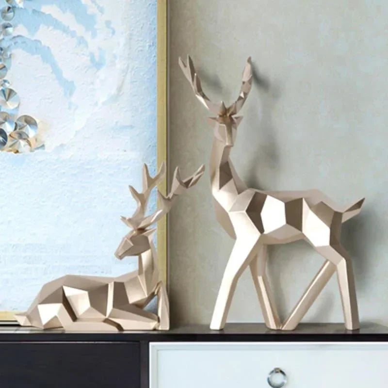 Decoração de Mesa de Resina Estátua Cervo 2 Peças - Loja Sem Barreiras