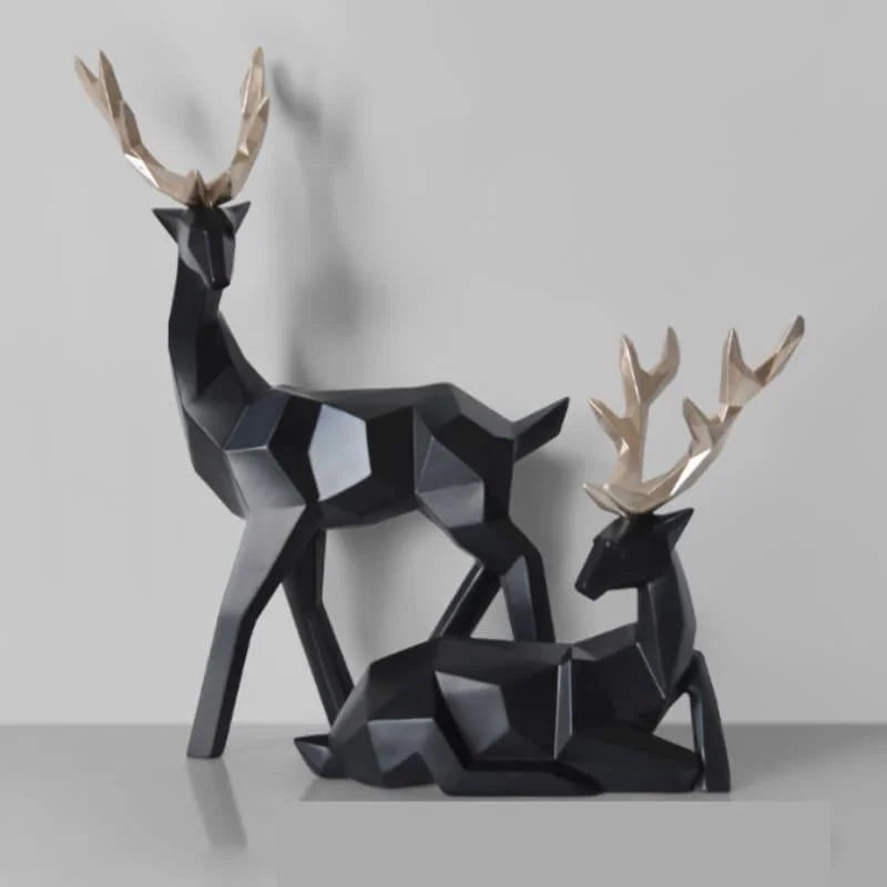 Decoração de Mesa de Resina Estátua Cervo 2 Peças - Loja Sem Barreiras