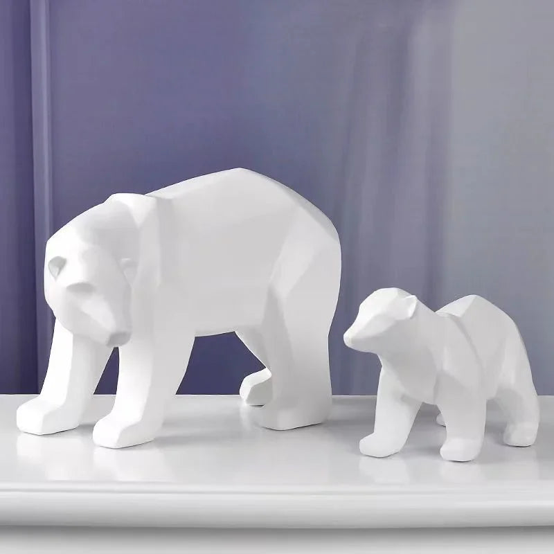 Escultura Decorativa de Urso Polar Geométrico em Resina - Loja Sem Barreiras