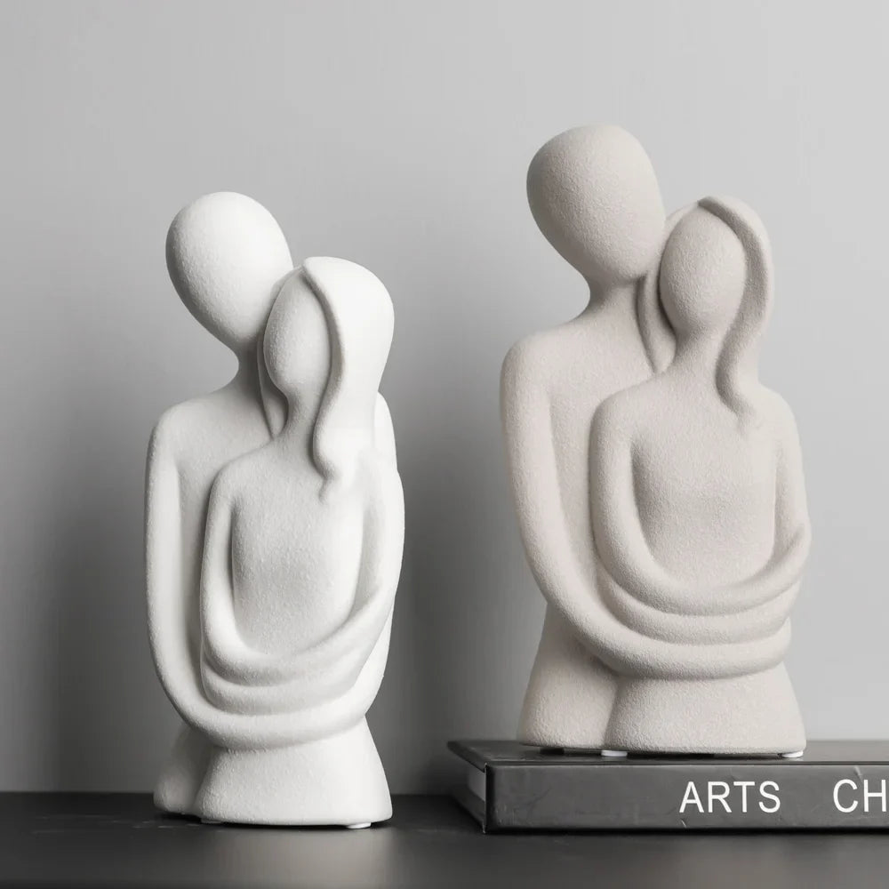 Escultura Nórdica em Cerâmica de Casal Abstrato - Loja Sem Barreiras