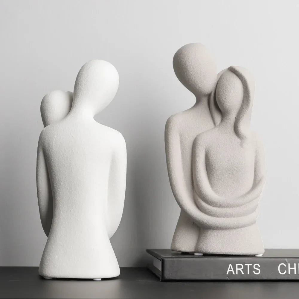 Escultura Nórdica em Cerâmica de Casal Abstrato - Loja Sem Barreiras