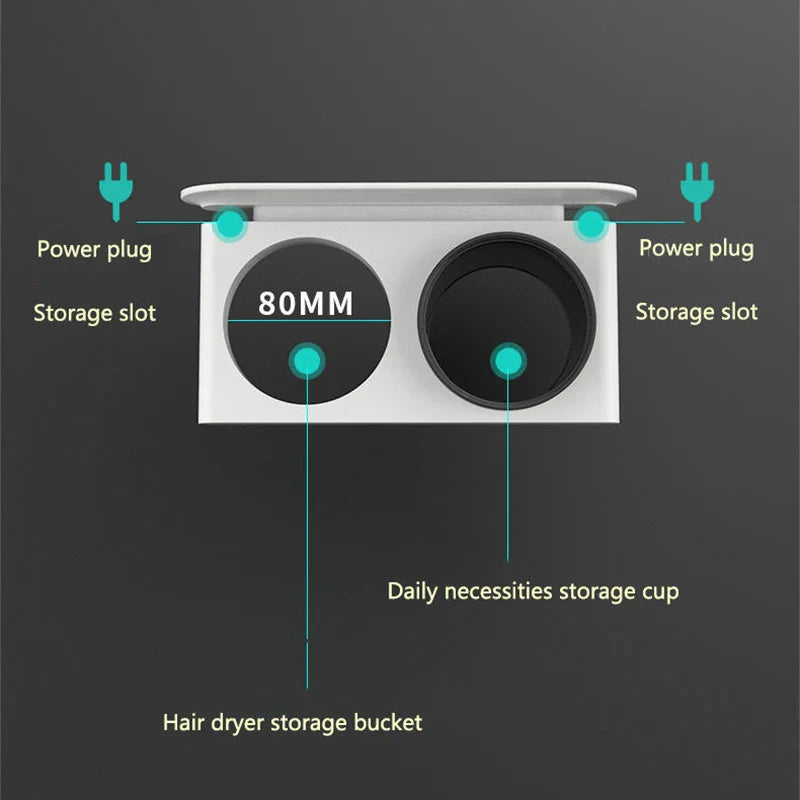 Wall-Mounted Hair Dryer Holder