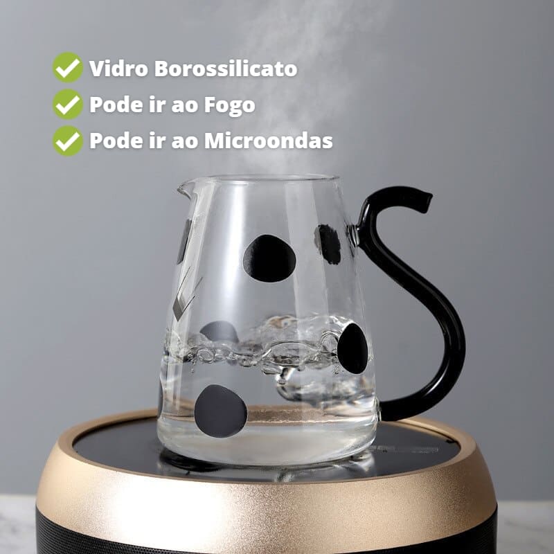 Jarra de Vidro Borossilicato com Copo Temático Vaquinha - Loja Sem Barreiras