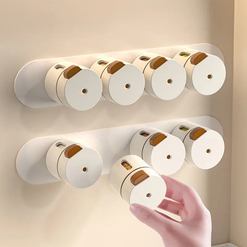 Kit 6 Porta Temperos e Condimentos de Parede Magnético com Dosador - Loja Sem Barreiras