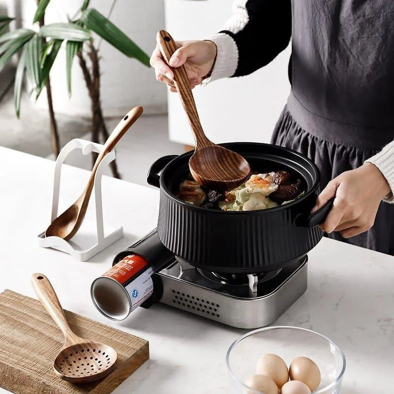Kit Utensílios de Cozinha 7 Peças de Madeira - Loja Sem Barreiras