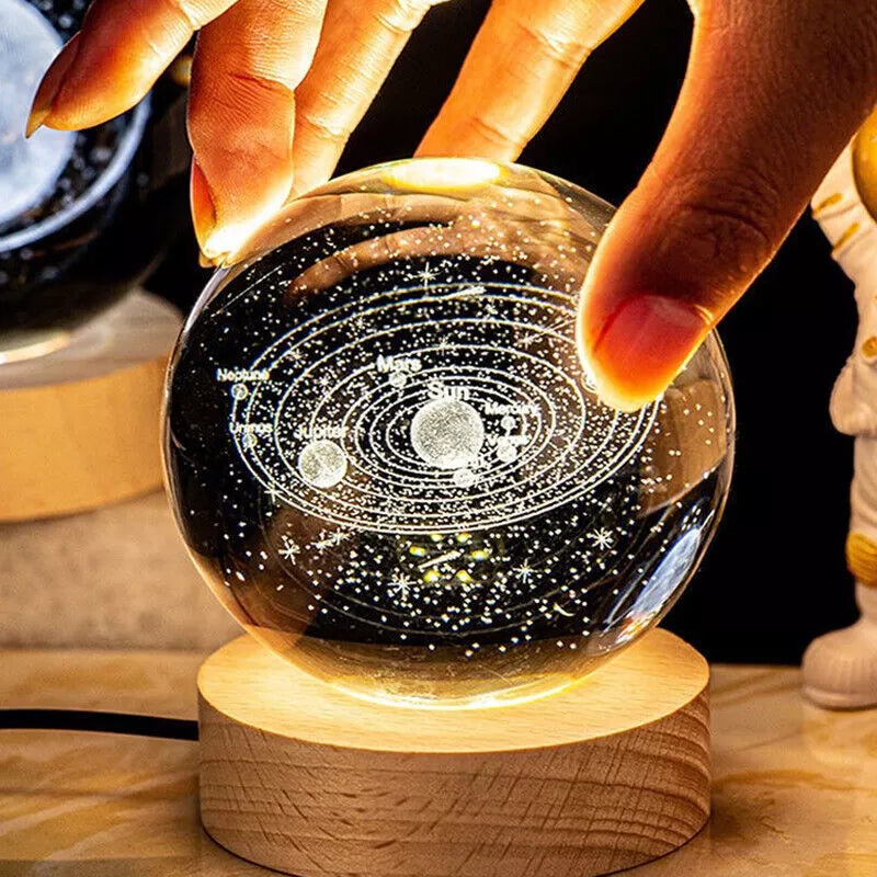Luminária Decorativa Espacial Luz Noturna 3D Bola Cristal - Loja Sem Barreiras