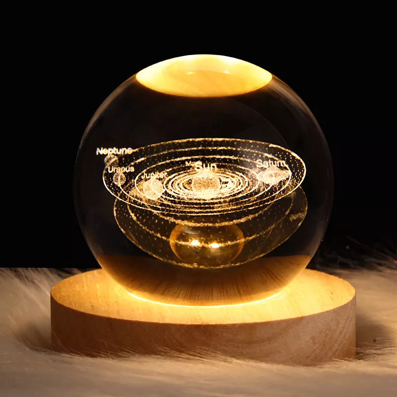 Luminária Decorativa Espacial Luz Noturna 3D Bola Cristal - Loja Sem Barreiras