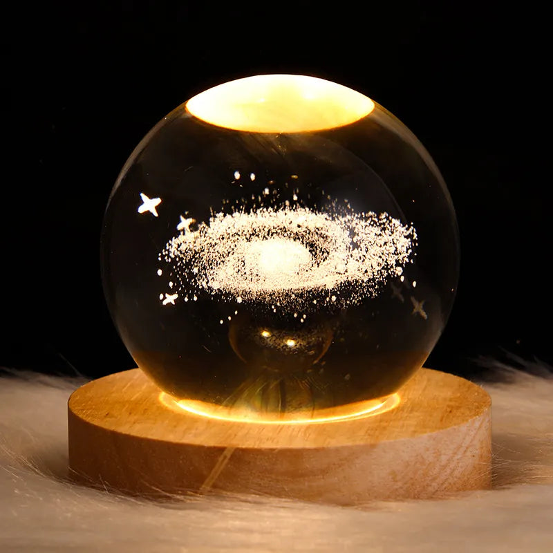 Luminária Decorativa Espacial Luz Noturna 3D Bola Cristal - Loja Sem Barreiras
