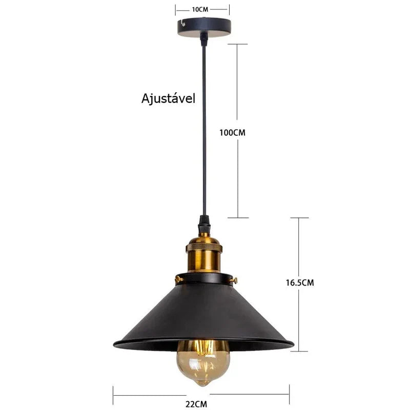Luminária Pendente Vintage para Cozinha Moderna e Sala de Jantar - Loja Sem Barreiras