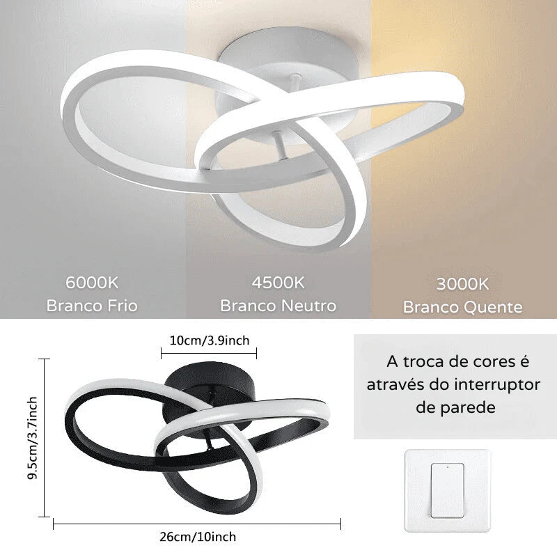 Luminária de Teto LED Para Quarto e Sala de Jantar com 3 Cores - Loja Sem Barreiras