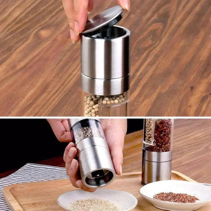 Moedor de Pimenta e Temperos Manual Inox 2 em 1 - Loja Sem Barreiras