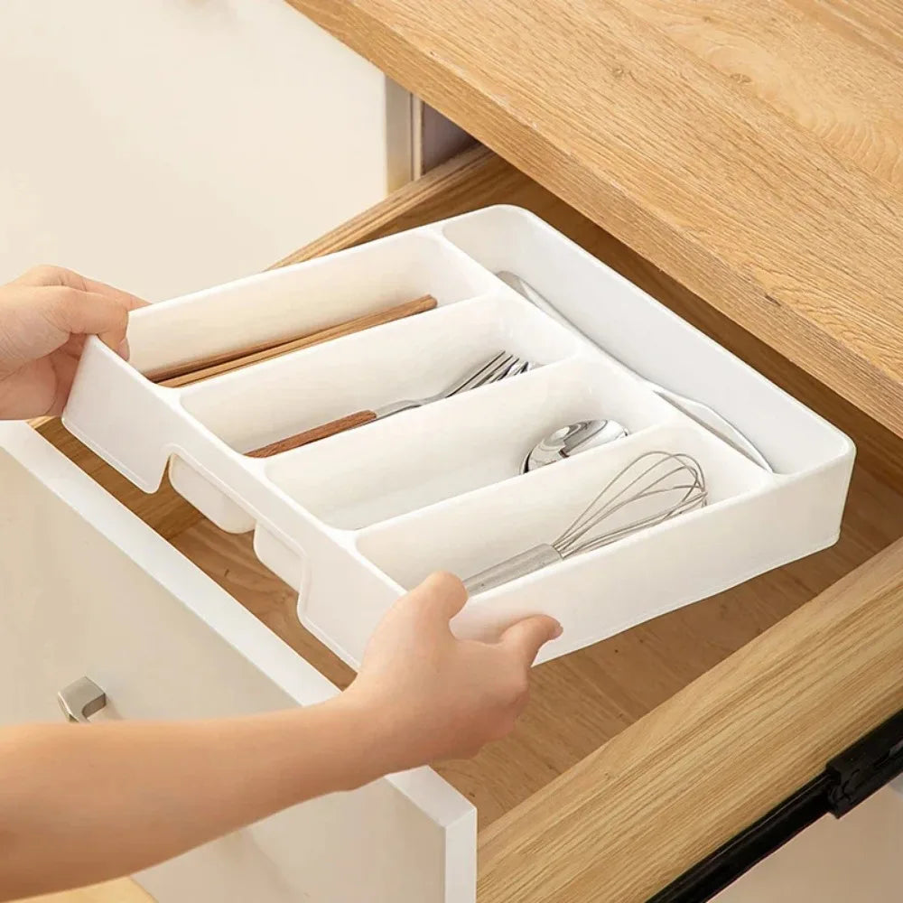 Organizador de Talheres Branco com Divisórias - Loja Sem Barreiras