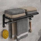 Foldable Wall-Mounted Towel Rack Black with Hook