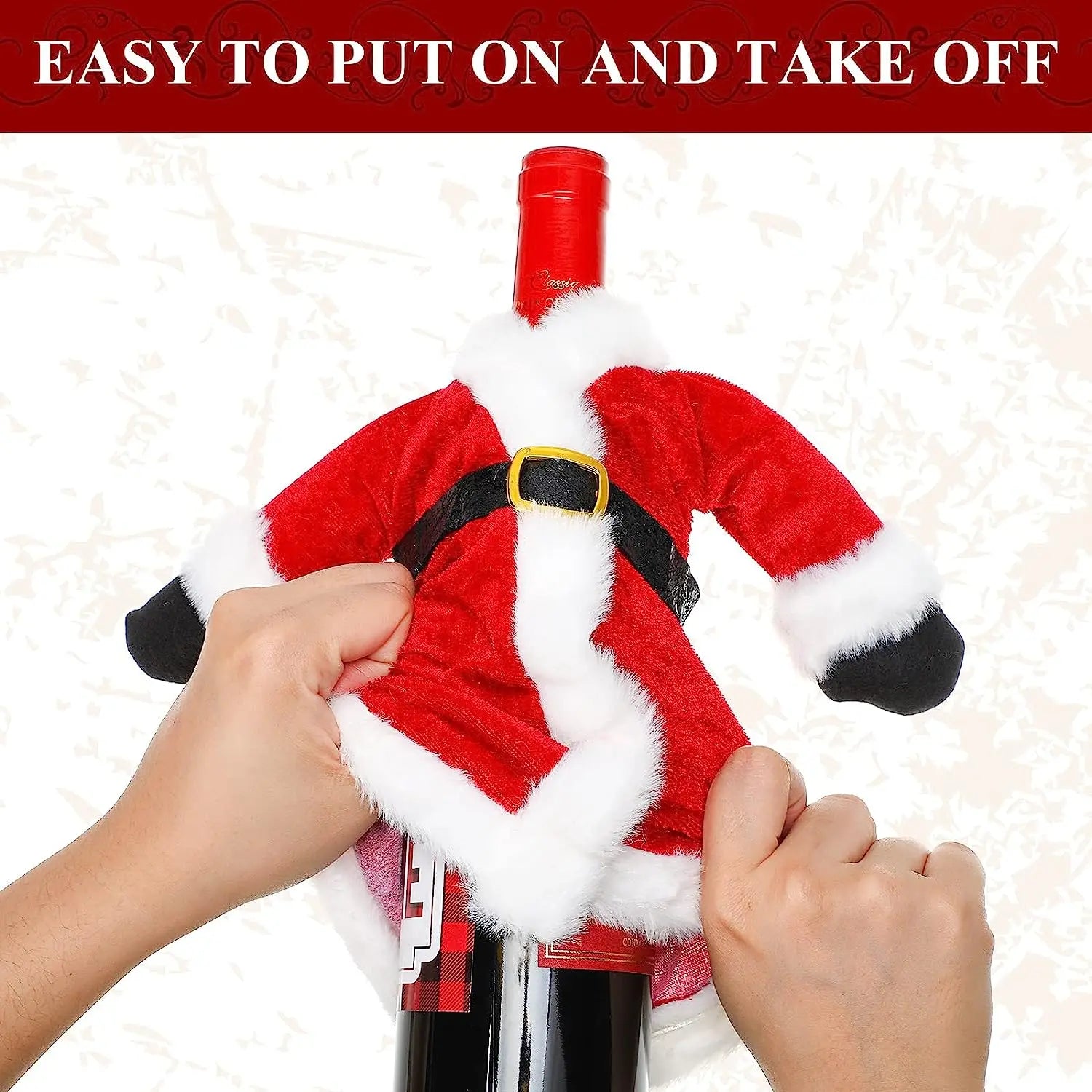 Capa Veludo Para Garrafa de Vinho Capa Decoração de Natal