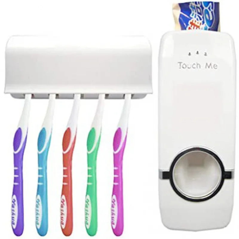 Suporte para Escova e Pasta de Dente com Dispenser Automático - Loja Sem Barreiras