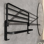 Foldable Wall-Mounted Towel Rack Black with Hook