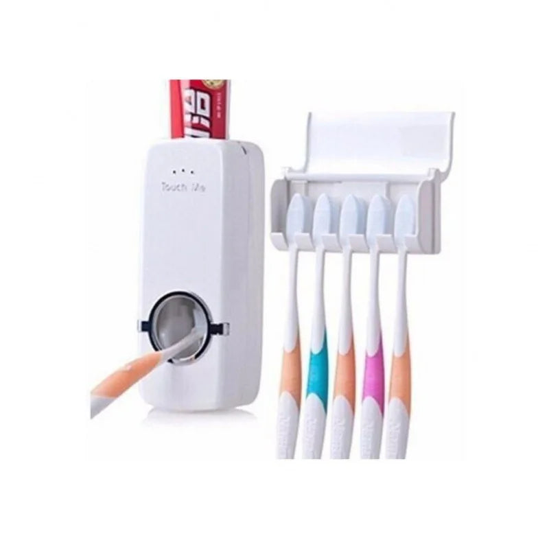Suporte para Escova e Pasta de Dente com Dispenser Automático - Loja Sem Barreiras