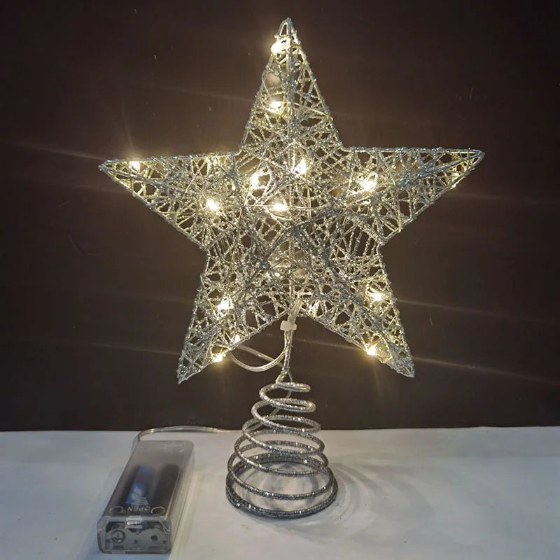 Estrela LED de Ferro Para Árvore de Natal Decoração de Natal