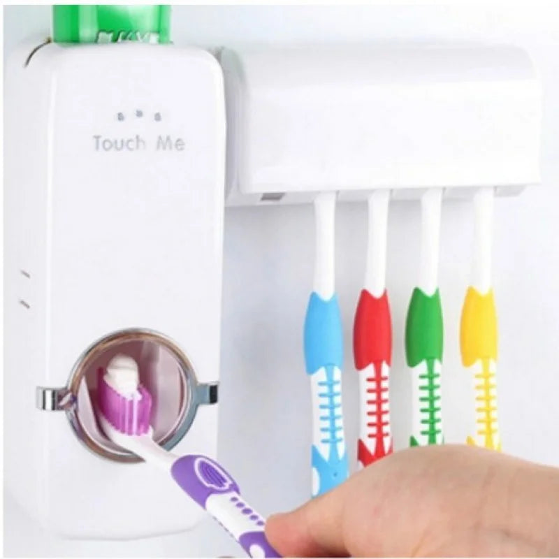 Suporte para Escova e Pasta de Dente com Dispenser Automático - Loja Sem Barreiras