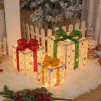 Caixa de Presente Iluminada com Laço Caixa de Presente Decoração Natalina
