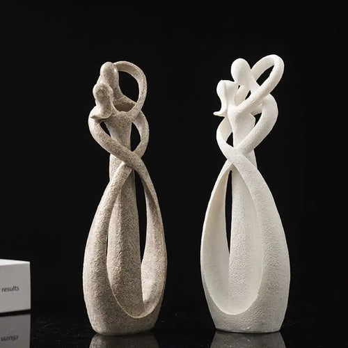 Abstract Kissing Couple Resin Sculpture