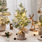 Árvore de Natal de Mesa Artificial com Neve e Luz