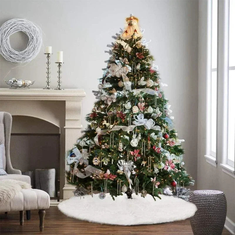 Saia para árvore de Natal Redonda Plush Neve Branca - Loja Sem Barreiras